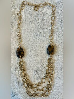Monet Gold-Tone Multi Chain Necklace with Tortoiseshell Accents